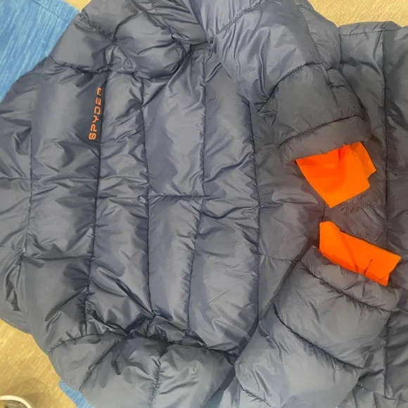 Spyder Ski Jacket in Navy Blue with Orange Lining